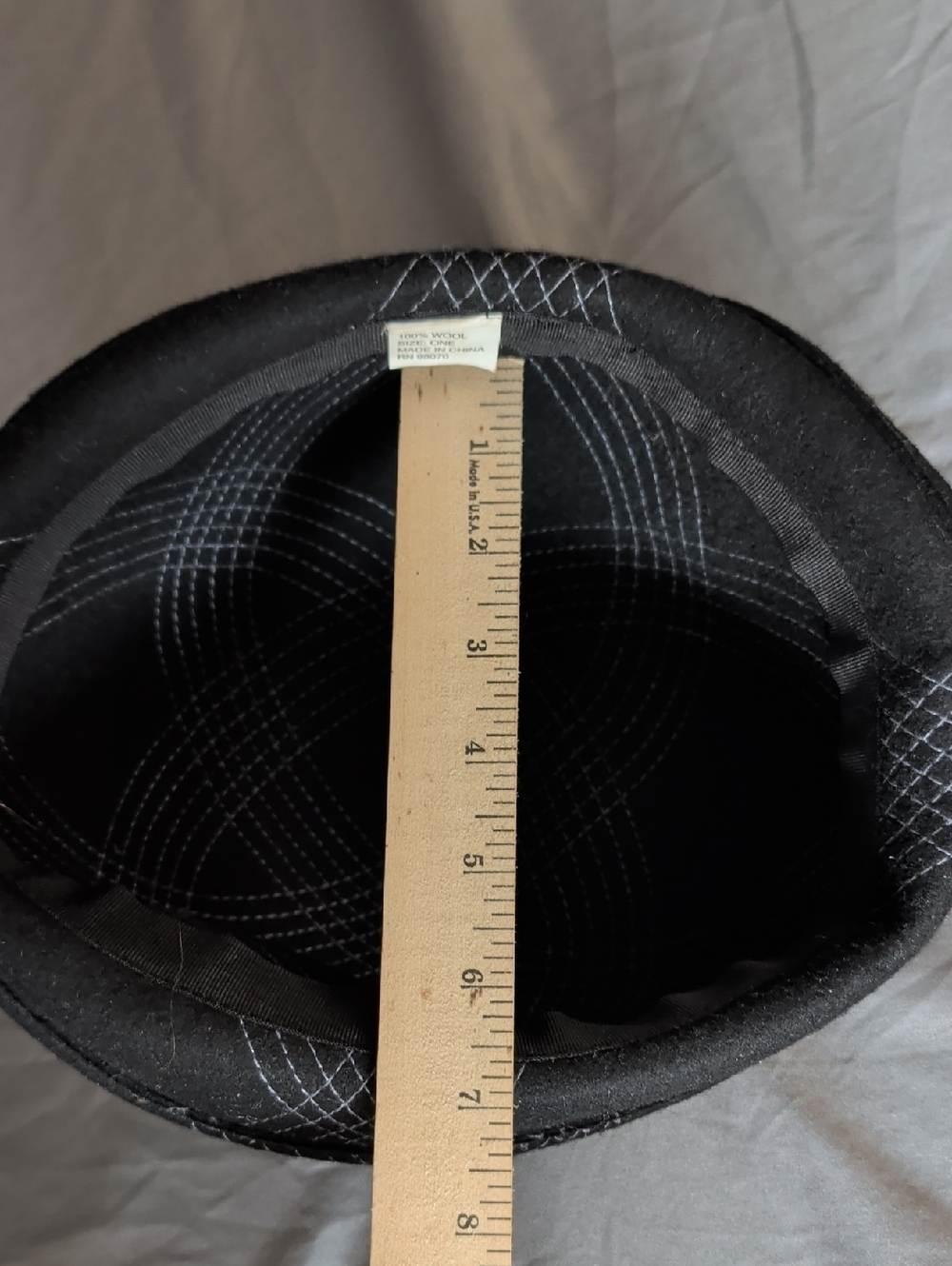 Black Wool Bowler Hat with Contrasting Stitch Detail - Picture 5 of 6